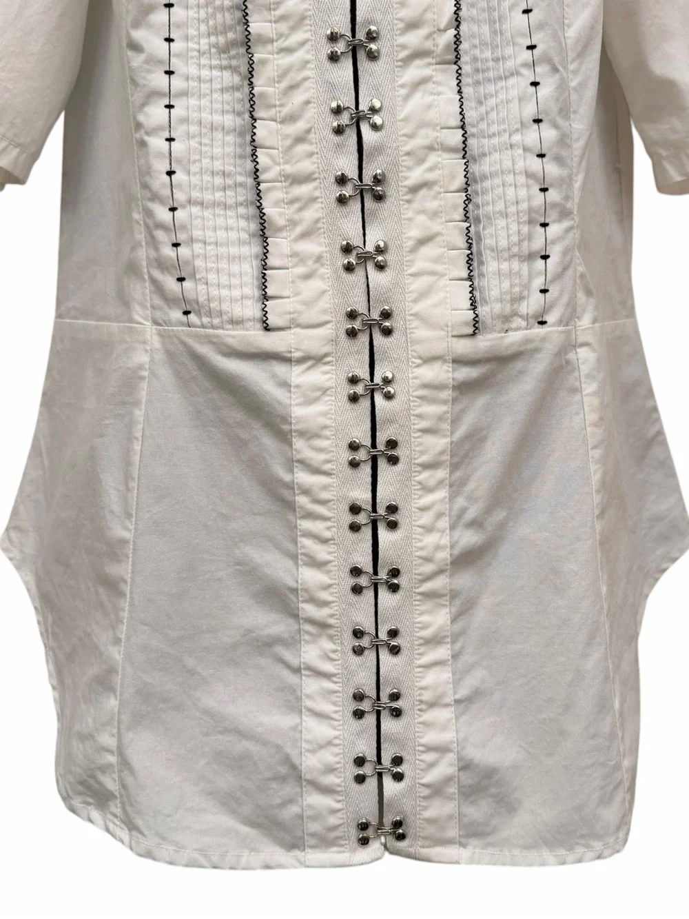 Anthropologie White Corset Hook & Eye Puff Sleeve Tunic Top Medium